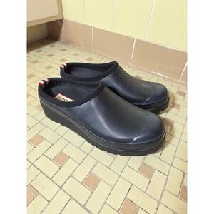 Hunter Original Play Clog Women 6 Black Excellent Waterproof Rubber Slip On Mule